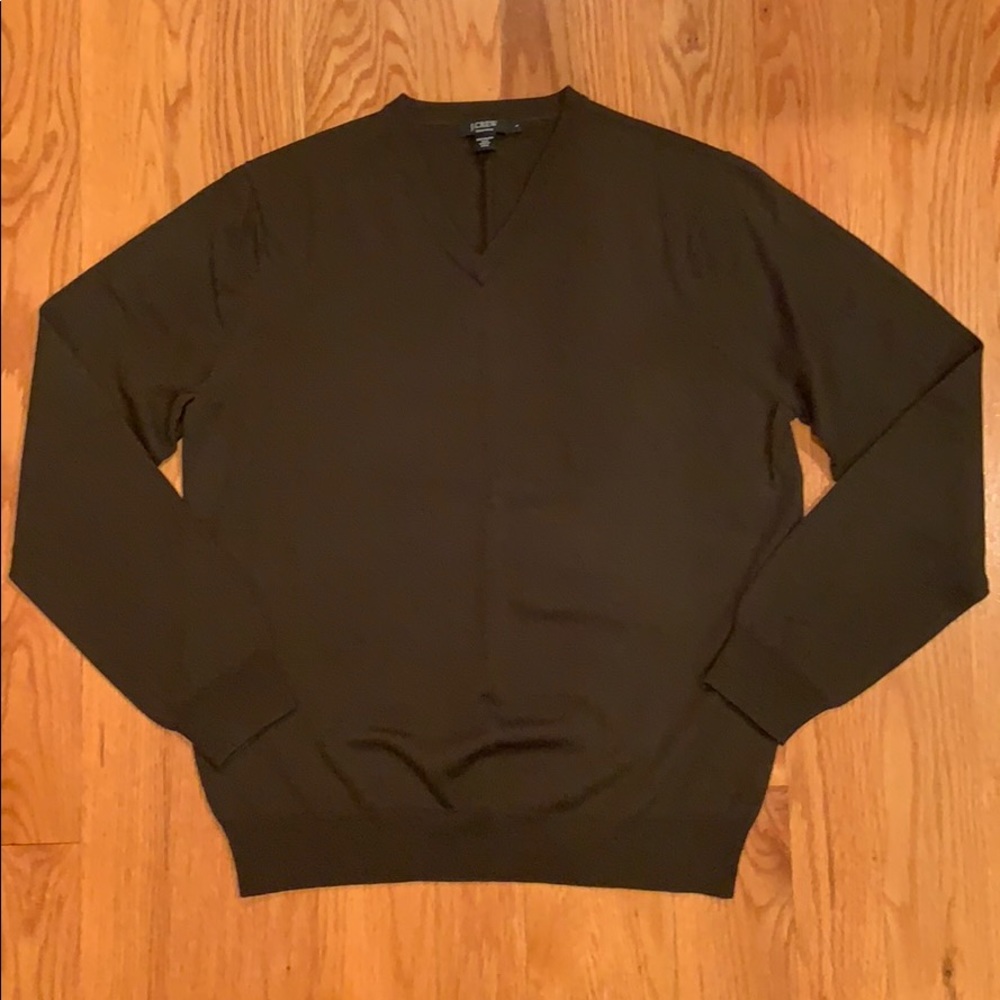 Green J.Crew Merino Wool V-neck Sweater - L